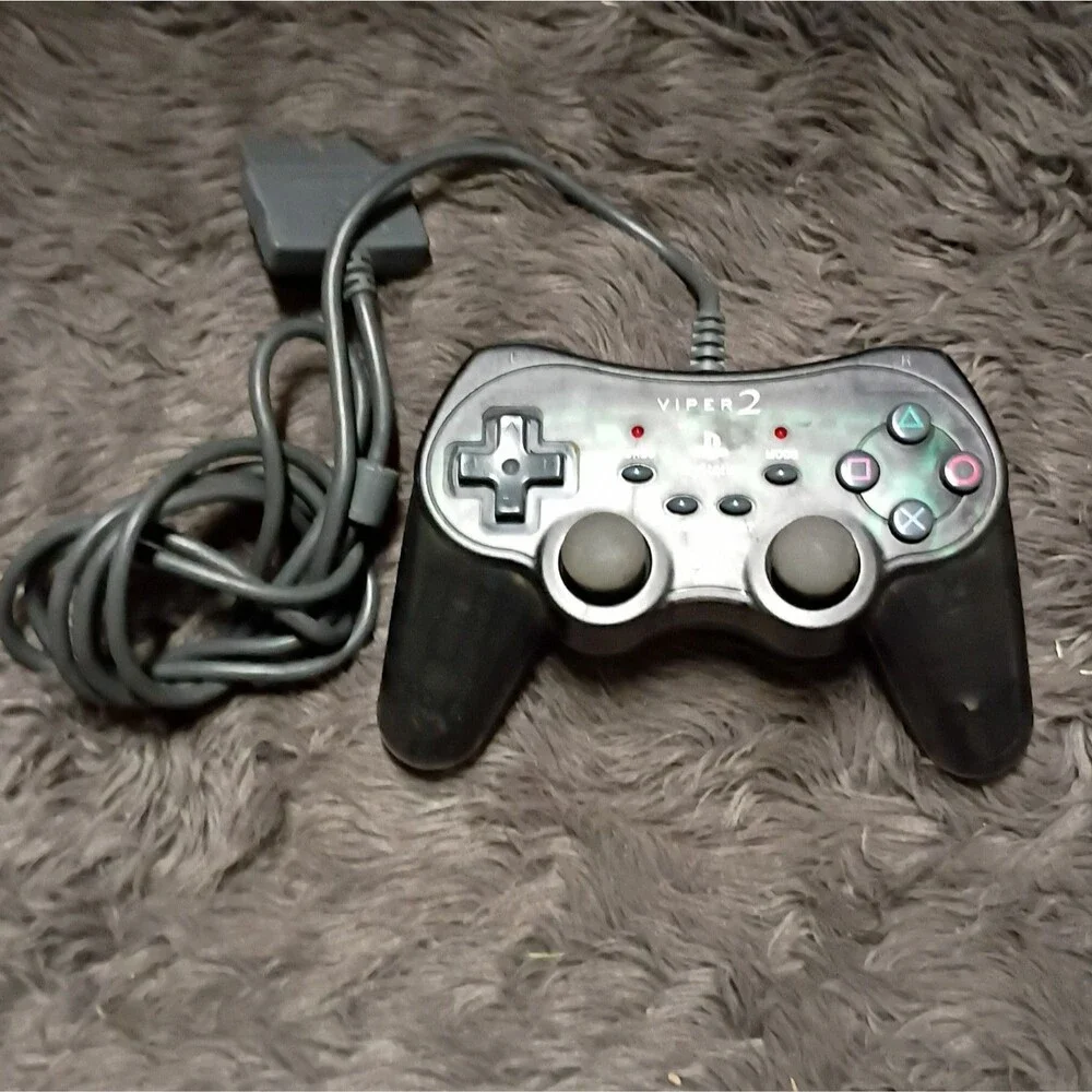 PS2 Nyko Platinum Series Viper 2 Clear Black Controller PlayStation